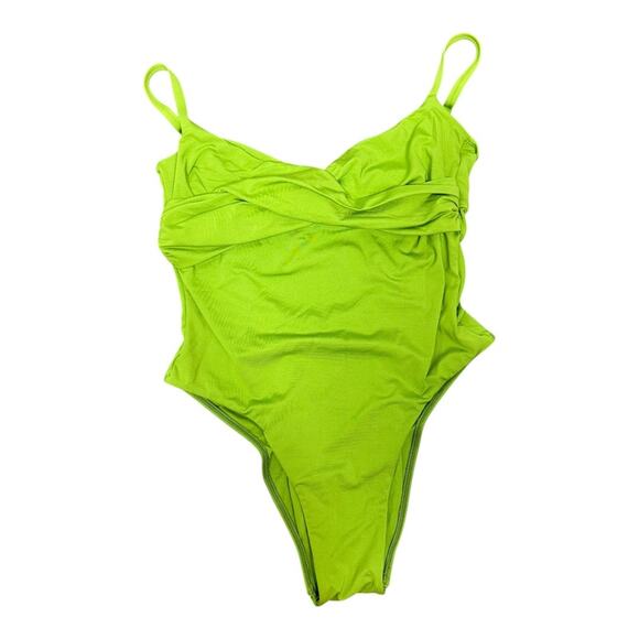 Monday Swimwear Bordeaux One Piece Swimsuit Medium Cypress Green Tie Back - Picture 3 of 10